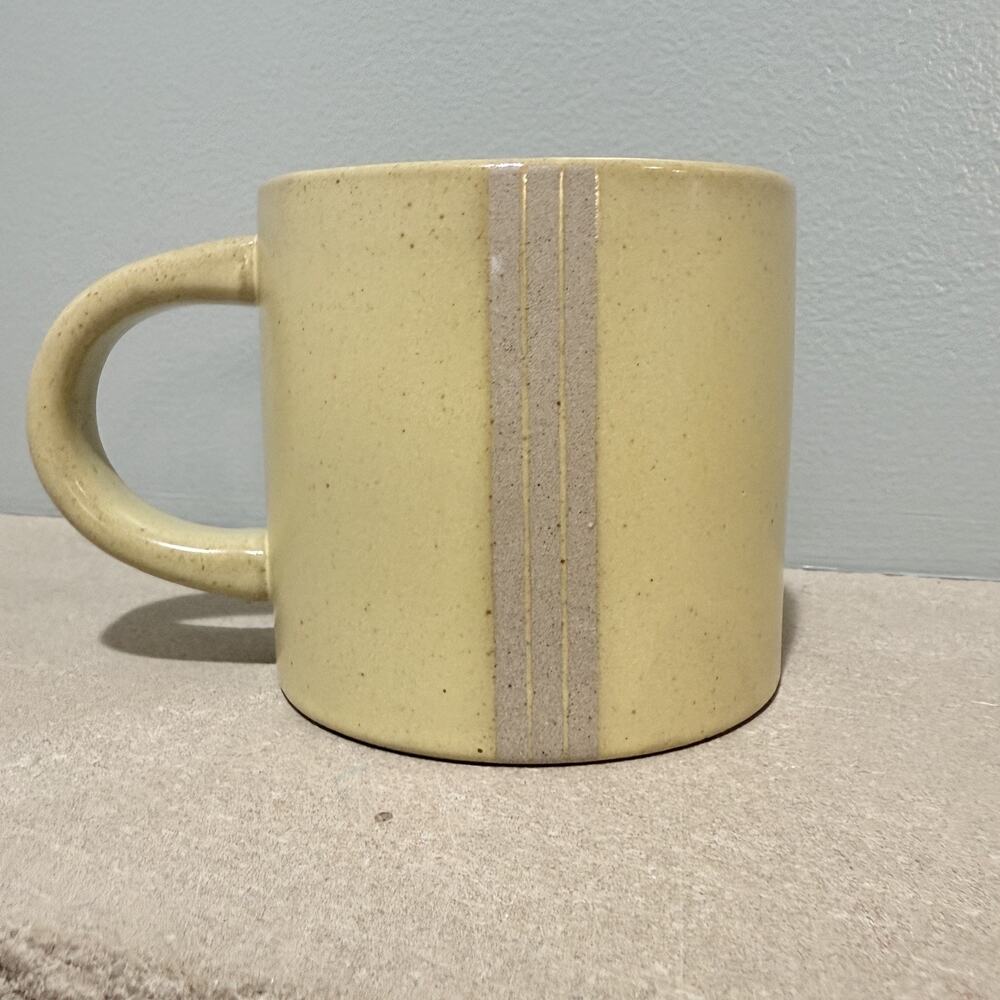 Set of 2 Hearth & Hand Magnolia Triple Stripe Coffee Tea Mug yellow EUC - Picture 8 of 13